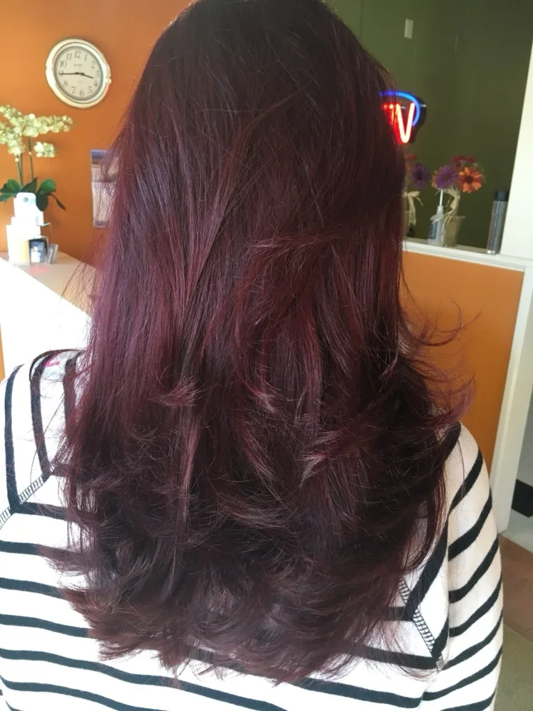 Rich color result from Creative Cuts Plus, shown inside the Sandwich, MA salon
